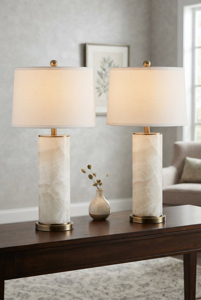 23" Alabaster Table Lamp Set of 2