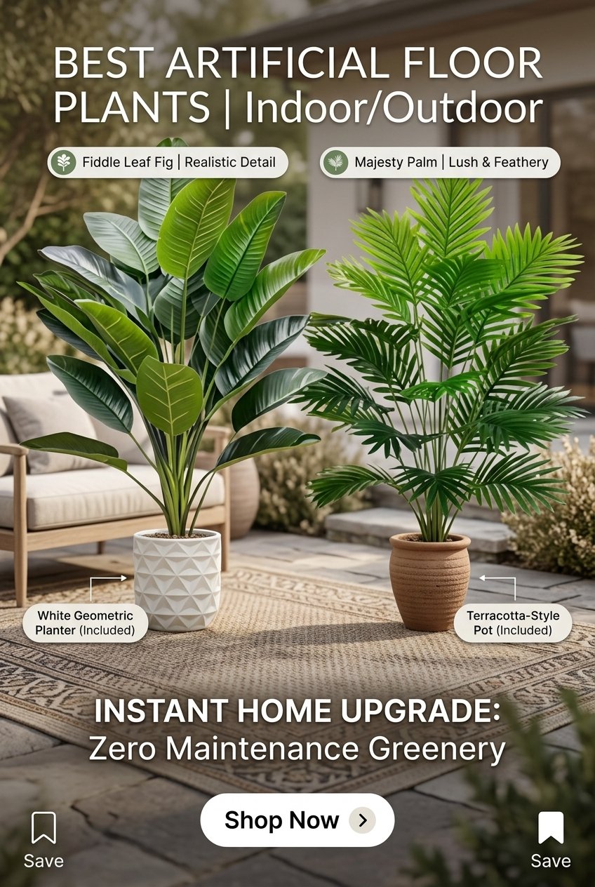 2pc Large Artificial Palm & Banana Tree Set