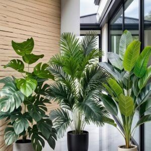 3pcs Artificial Areca Palm Potted Plants