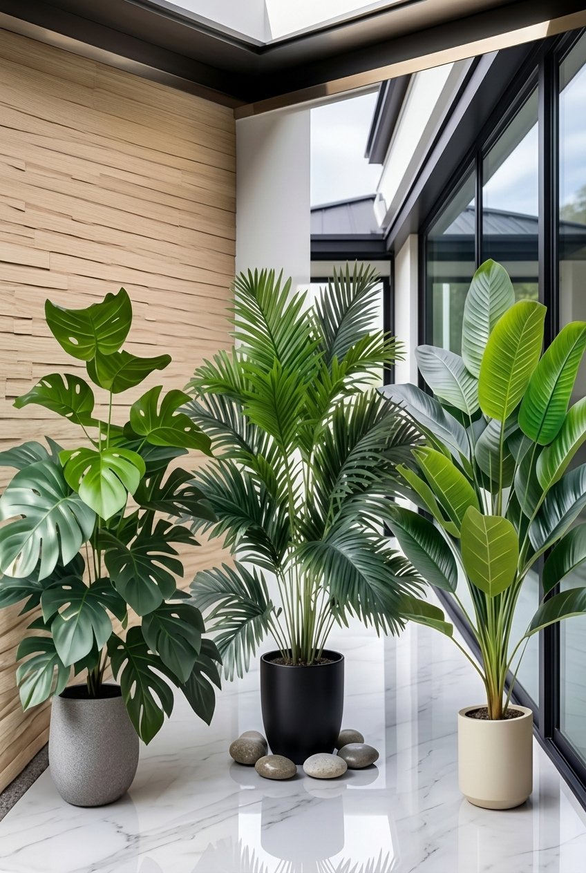 3pcs Artificial Areca Palm Potted Plants