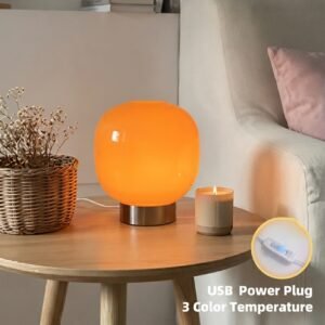Murano glass mushroom table lamp with black base on nightstand