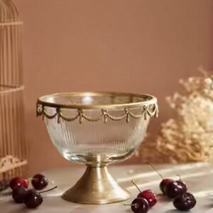 Brass & Glass Tall Fruit Bowl