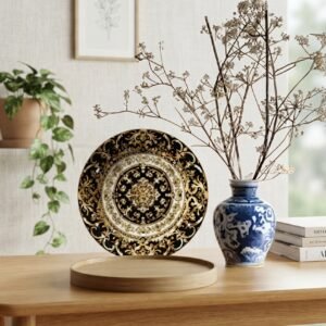 Handmade Black & Gold Ceramic Decorative Plate