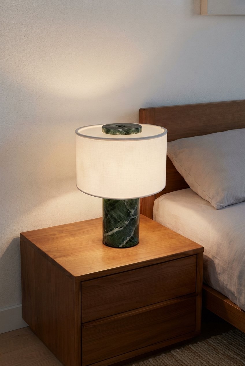Marble Table Lamp – Natural Stone Bedside Lamp - Image 2