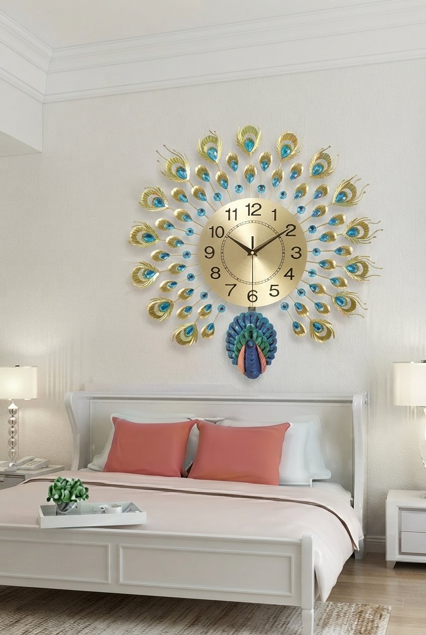 Large Peacock Wall Clock - Image 2