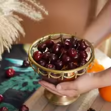 Brass & Glass Tall Fruit Bowl | Luxury Table Centerpiece - Image 2