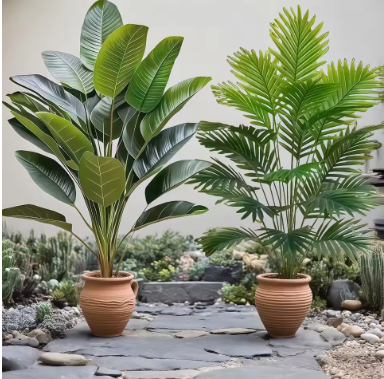 2pc Large Artificial Palm & Banana Tree Set - Image 3