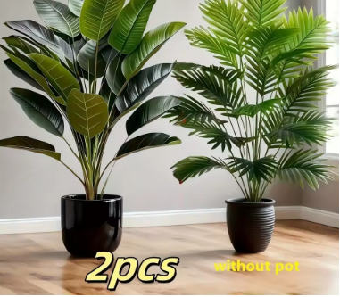 2pc Large Artificial Palm & Banana Tree Set - Image 5