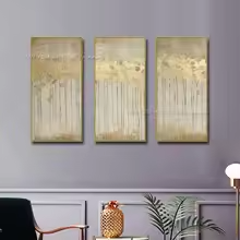 Gold Tree Triptych Oil Painting - Image 4