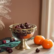 Brass & Glass Tall Fruit Bowl | Luxury Table Centerpiece - Image 3