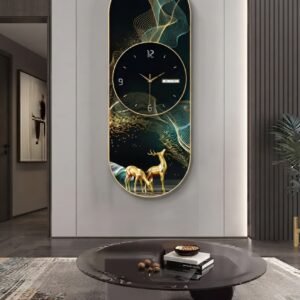 Nordic silent wall clock in modern living room decor