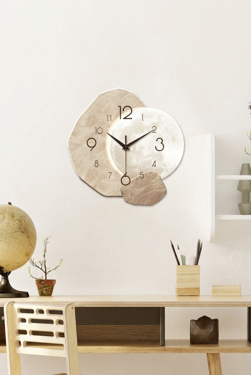 silent-wooden-wall-clock-moon-design