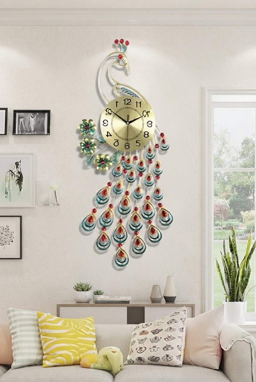 Large Peacock Wall Clock - Image 3