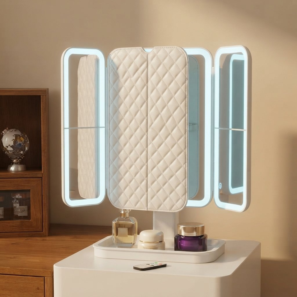 LED Trifold Makeup Mirror with Smart Fill Light - Image 2
