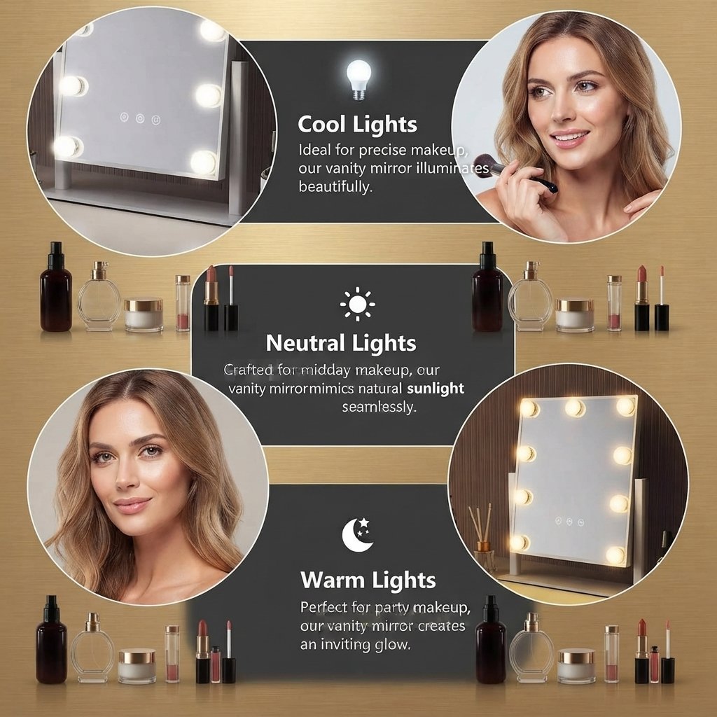 Hollywood Vanity Mirror with 9 LED Lights - Image 2