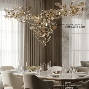 Luxury pendant light hanging over a modern kitchen island