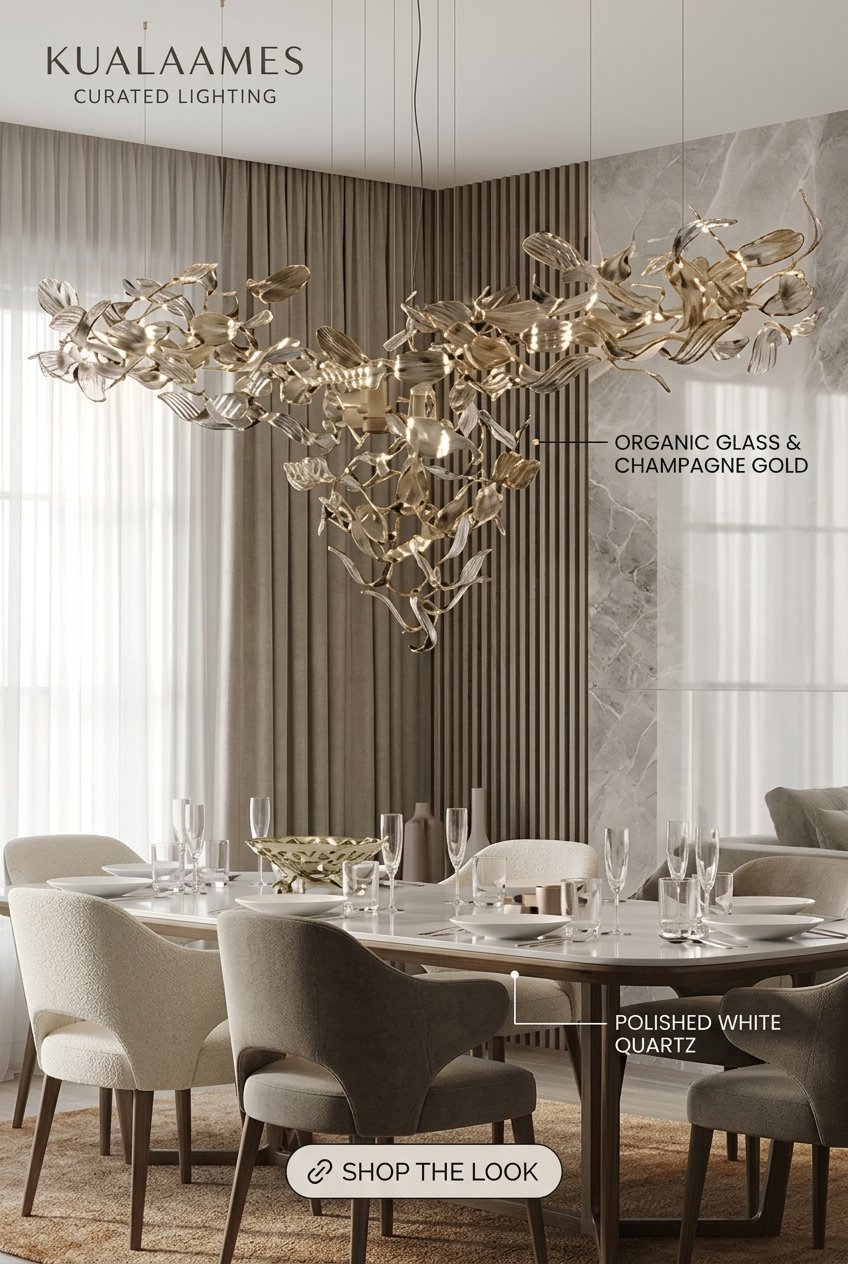 Luxury pendant light hanging over a modern kitchen island