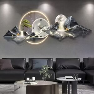 Minimalist LED wall clock with silent movement on a neutral living room wall