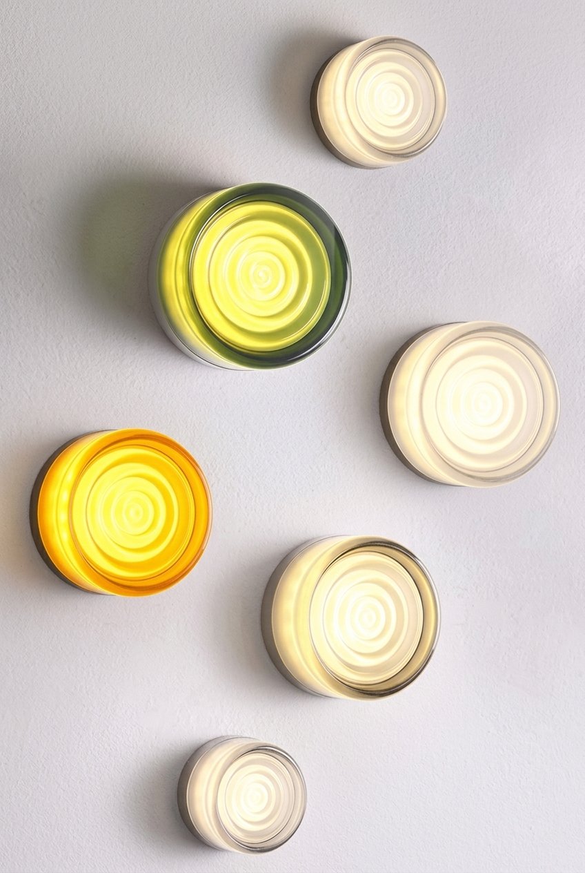 Nordic LED wall lamp with jelly design glowing in a hallway