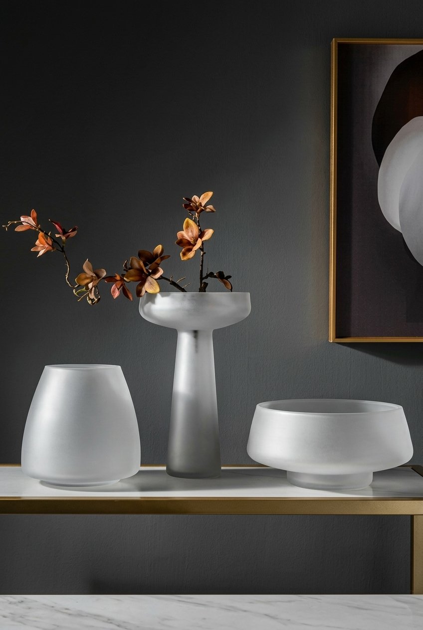Frosted Glass Vase – Nordic Table Decor for Flowers - Image 3