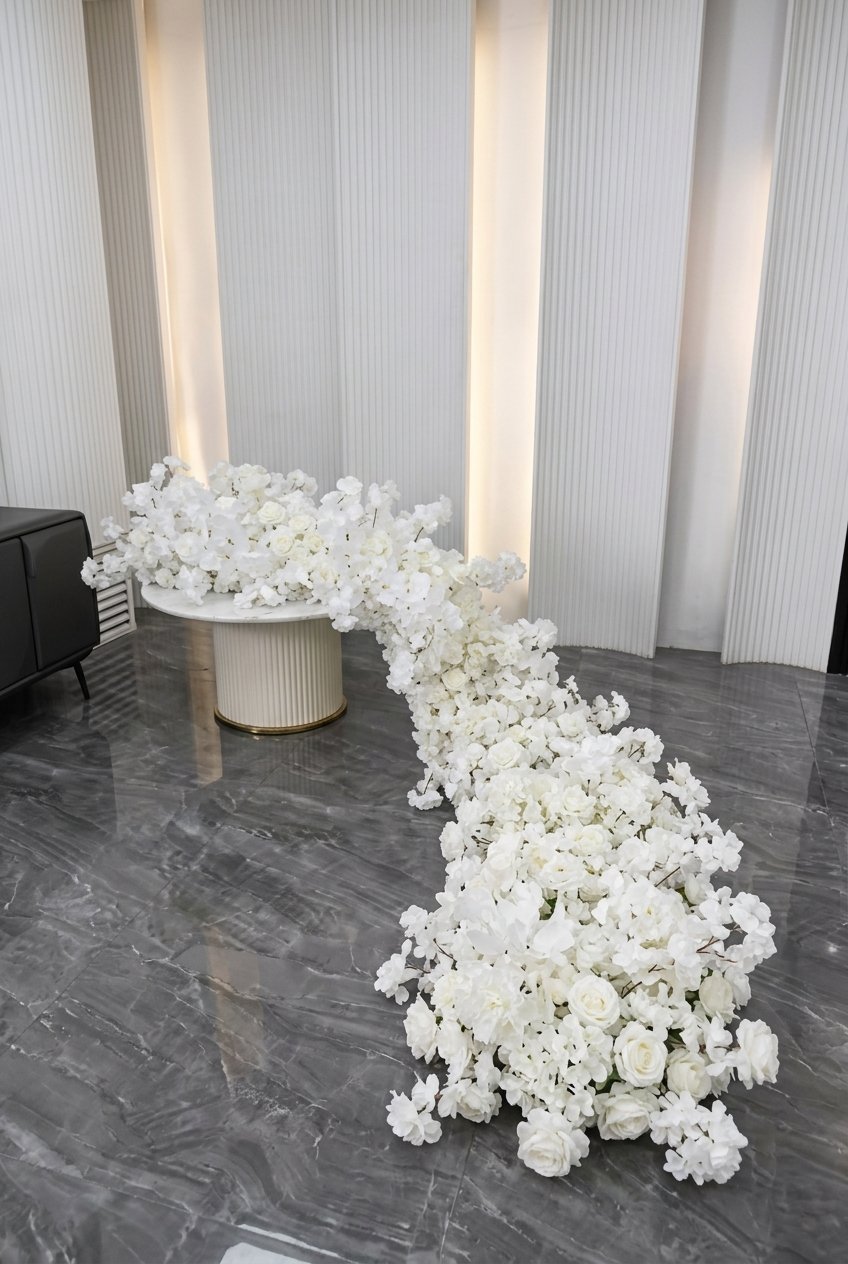 White Rose Floral Row Arch Decor